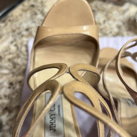 Jimmy Choo Beige Patent Leather Lance Strappy Sandals size 37 - Picture 8 of 11